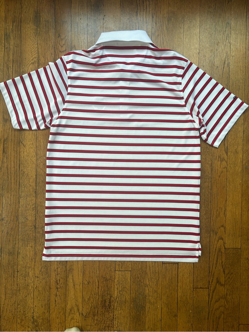 Ping Performance Wisconsin Badger Short Sleeve Polo M White Red Striped Golf - Picture 8 of 11